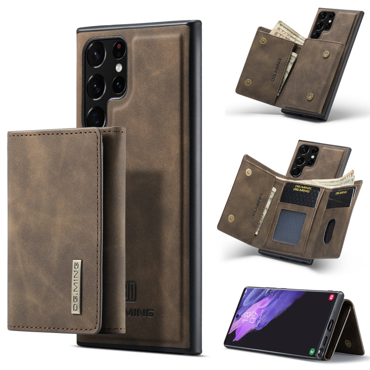 For Samsung Galaxy S22 Ultra 5G DG.MING M1 Series 3-Fold Multi Card Wallet Phone Case(Coffee) - Galaxy S22 Ultra 5G Cases by DG.MING | Online Shopping South Africa | PMC TechLife | Buy Now Pay Later Mobicred