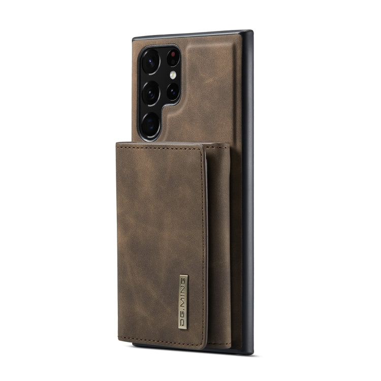 For Samsung Galaxy S22 Ultra 5G DG.MING M1 Series 3-Fold Multi Card Wallet Phone Case(Coffee)