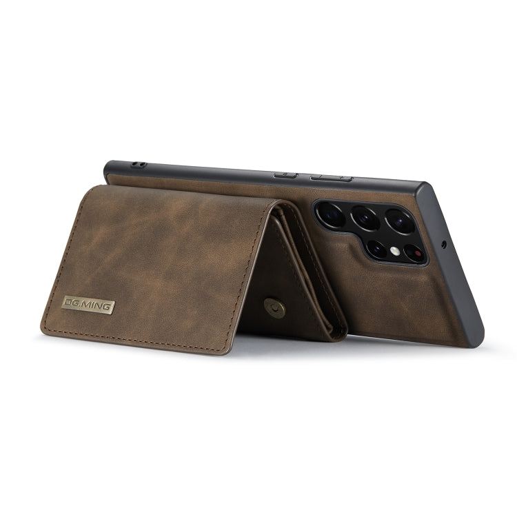 For Samsung Galaxy S22 Ultra 5G DG.MING M1 Series 3-Fold Multi Card Wallet Phone Case(Coffee)
