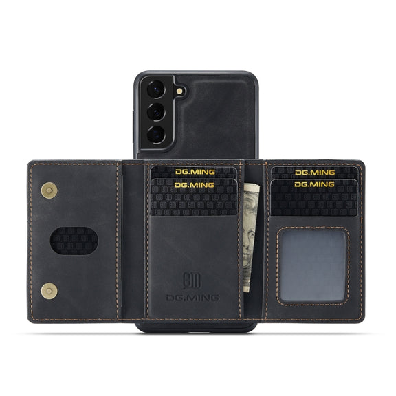 For Samsung Galaxy S22 5G DG.MING M2 Series 3-Fold Multi Card Bag Back Cover Phone Case(Black)