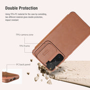 For Samsung Galaxy S22 5G NILLKIN QIN Series Pro Sliding Camera Cover Design Leather Phone Case(Brown)