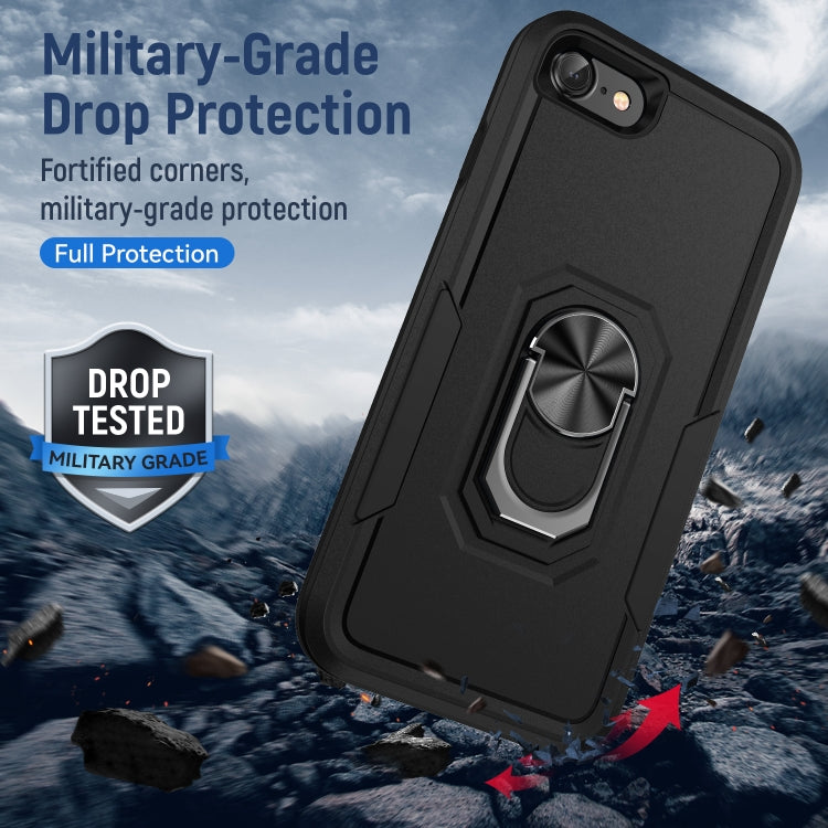 For iPhone SE 2022 / SE 2020 / 8 / 7 Pioneer Armor Heavy Duty PC + TPU Holder Phone Case(Black)