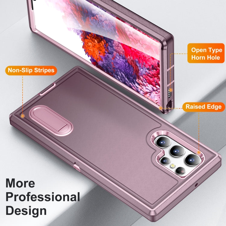 For Samsung Galaxy S22 Ultra 5G 3 in 1 Rugged Holder Phone Case(Purple+Pink) - free shipping - PMC TechLife - Order now!