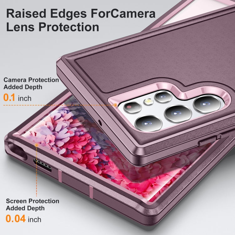 For Samsung Galaxy S22 Ultra 5G 3 in 1 Rugged Holder Phone Case(Purple+Pink) - free shipping - PMC TechLife - Order now!