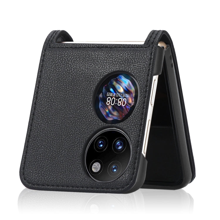 For Huawei P50 Pocket Lambskin Texture Card Folding Phone Case(Black) - Huawei Cases by PMC TechLife | Online Shopping South Africa | PMC TechLife | Buy Now Pay Later Mobicred