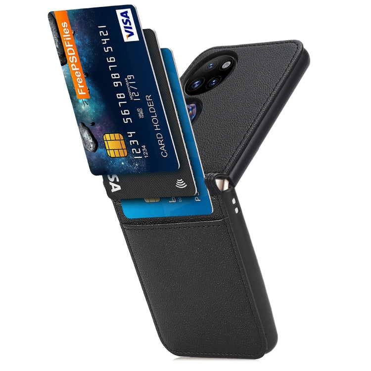 For Huawei P50 Pocket Lambskin Texture Card Folding Phone Case(Black) - Huawei Cases by PMC TechLife | Online Shopping South Africa | PMC TechLife | Buy Now Pay Later Mobicred