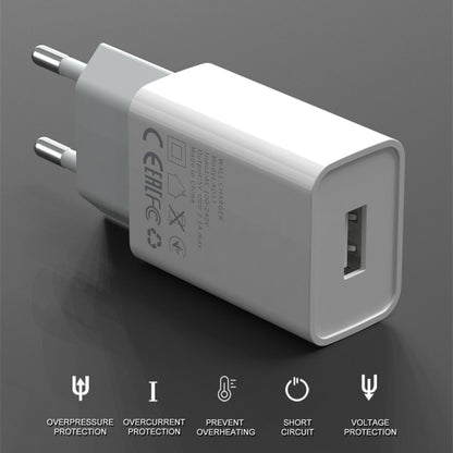 IVON AD-33 2 in 1 2.1A Single USB Port Travel Charger + 1m USB to 8 Pin Data Cable Set, EU Plug(White) - USB Charger by IVON | Online Shopping South Africa | PMC Jewellery | Buy Now Pay Later Mobicred