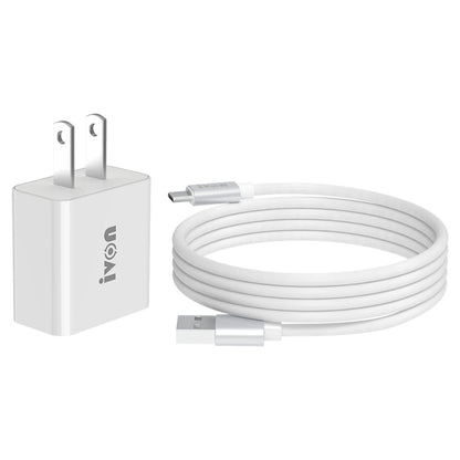 IVON AD-35 2 in 1 18W QC3.0 USB Port Travel Charger + 1m USB to Micro USB Data Cable Set, US Plug(White) - free shipping - PMC Jewellery - Order now!