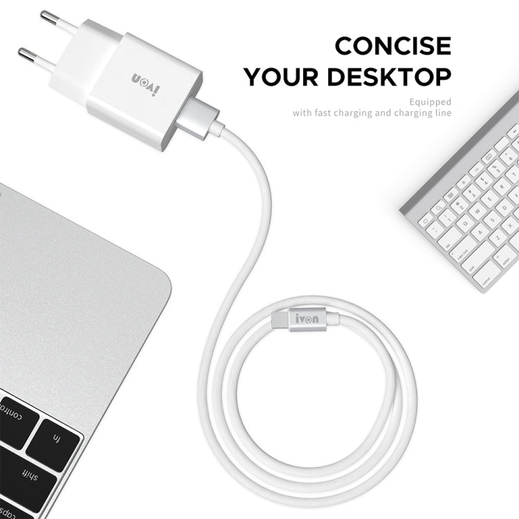 IVON AD-35 2 in 1 18W QC3.0 USB Port Travel Charger + 1m USB to Micro USB Data Cable Set, US Plug(White) - free shipping - PMC Jewellery - Order now!