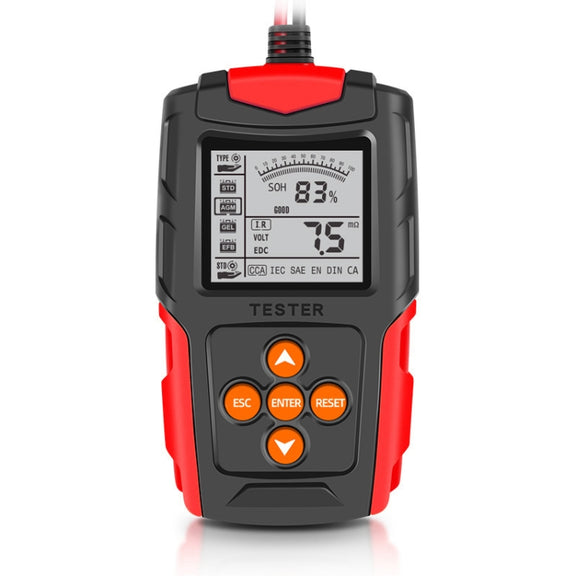 FOXSUR FBT200 12V / 24V Car Battery Tester (Red)