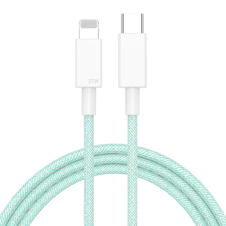 27W PD USB-C / Type-C to 8 Pin Fast Charging Braided Data Cable, Cable Length: 1m(Green) - 2 in 1 Cable by PMC TechLife | Online Shopping South Africa | PMC TechLife