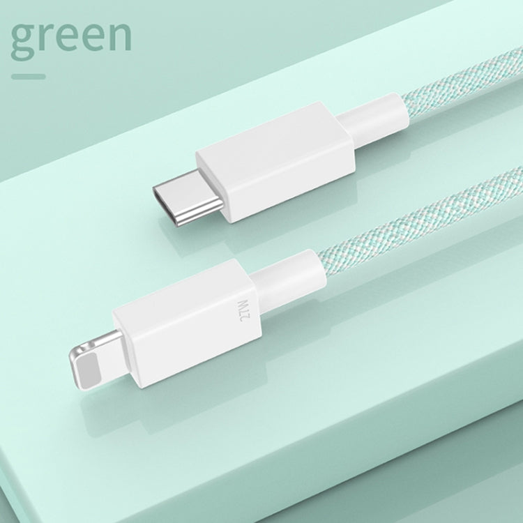 27W PD USB-C / Type-C to 8 Pin Fast Charging Braided Data Cable, Cable Length: 1m(Green) - 2 in 1 Cable by PMC TechLife | Online Shopping South Africa | PMC TechLife