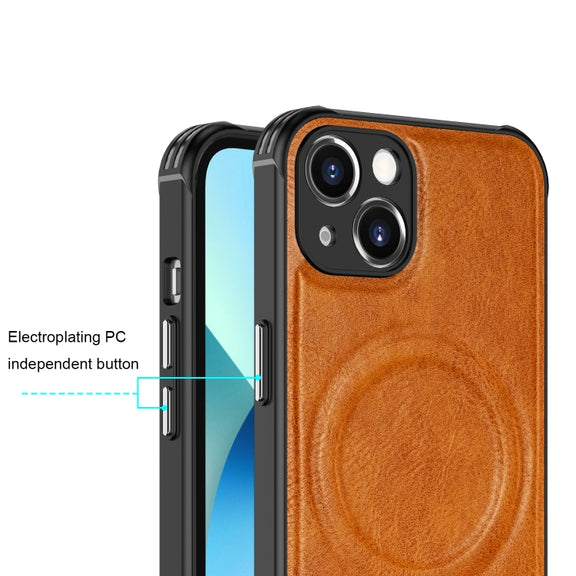 For iPhone 13 Crazy Horse Cowhide Leather Magnetic Phone Case(Blue)