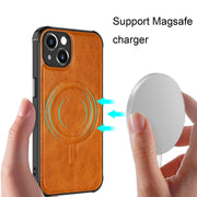 For iPhone 13 Crazy Horse Cowhide Leather Magnetic Phone Case(Blue)