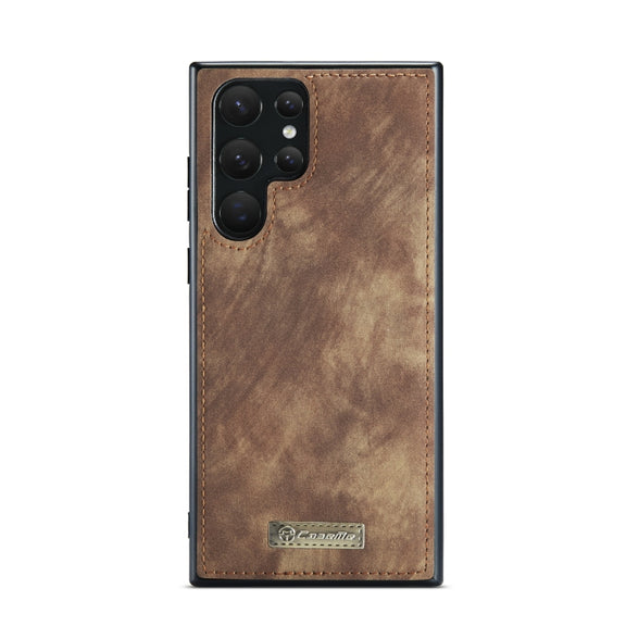 For Samsung Galaxy S22 Ultra 5G CaseMe-008 Detachable Multifunctional Horizontal Flip Leather Case(Brown)