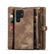 For Samsung Galaxy S22 Ultra 5G CaseMe-008 Detachable Multifunctional Horizontal Flip Leather Case(Brown)
