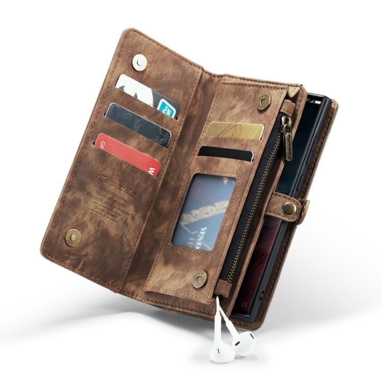 For Samsung Galaxy S22 Ultra 5G CaseMe-008 Detachable Multifunctional Horizontal Flip Leather Case(Brown)