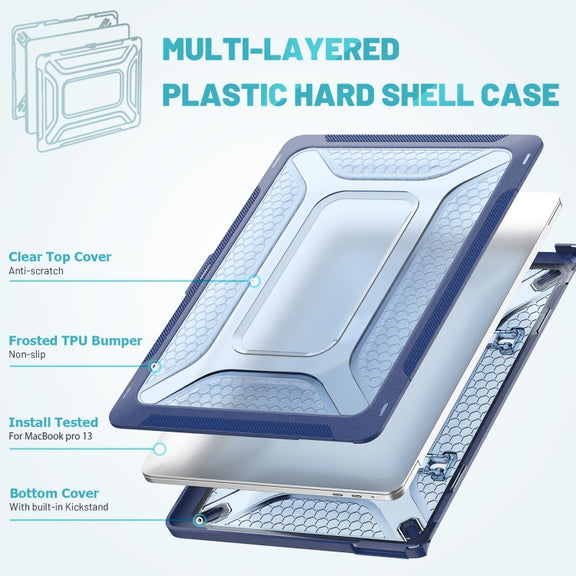 PC + TPU Honeycomb Laptop Protective Case For MacBook Pro 13.3 inch A2338 / A2289 / A2251 (2020)(Sapphire Blue)