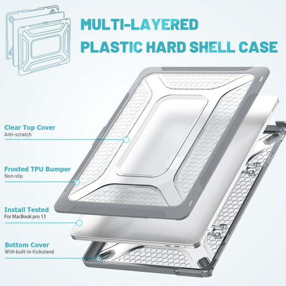 PC + TPU Honeycomb Laptop Protective Case For MacBook Pro 13.3 inch A2338 / A2289 / A2251 (2020)(Star Gray)