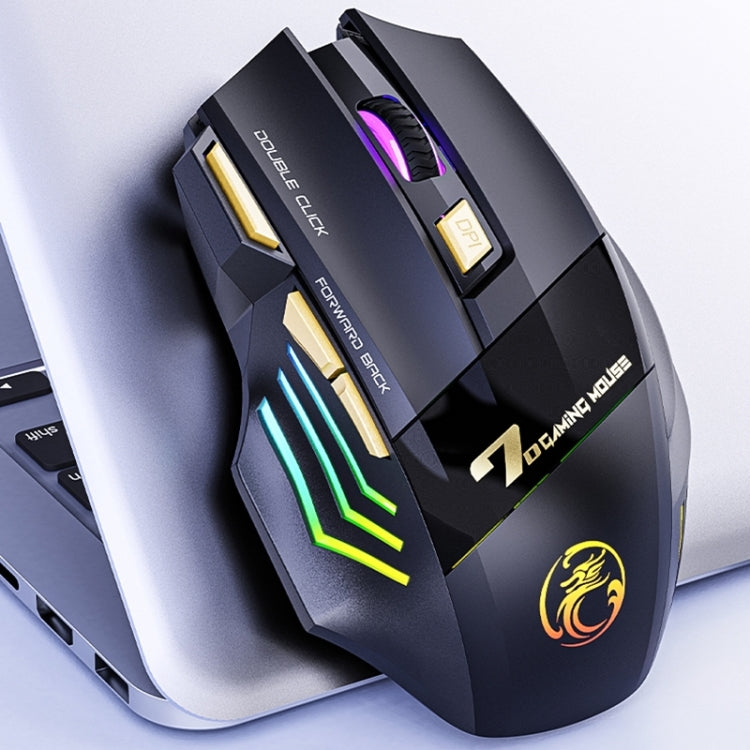 iMICE GW-X7 2.4G + Bluetooth Dual Mode 7-button Silent Rechargeable Wireless Gaming Mouse with Colorful RGB Lights(Black) - free shipping - PMC TechLife - Order now!