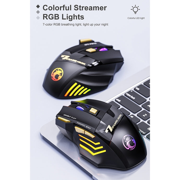 iMICE GW-X7 2.4G + Bluetooth Dual Mode 7-button Silent Rechargeable Wireless Gaming Mouse with Colorful RGB Lights(Black) - free shipping - PMC TechLife - Order now!