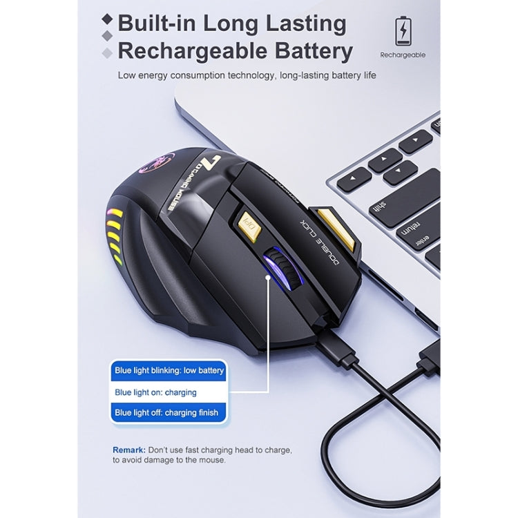 iMICE GW-X7 2.4G + Bluetooth Dual Mode 7-button Silent Rechargeable Wireless Gaming Mouse with Colorful RGB Lights(Black) - free shipping - PMC TechLife - Order now!