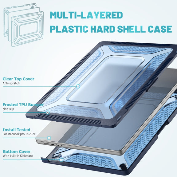 PC + TPU Honeycomb Laptop Protective Case For MacBook Pro 16.2 inch A2485 2021(Sapphire Blue)