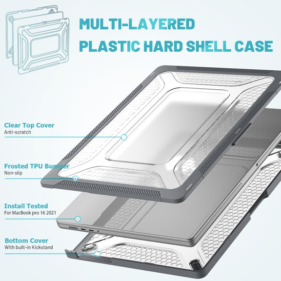 PC + TPU Honeycomb Laptop Protective Case For MacBook Pro 16.2 inch A2485 2021(Star Gray)