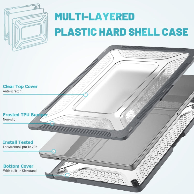 PC + TPU Honeycomb Laptop Protective Case For MacBook Pro 16.2 inch A2485 2021(Star Gray)
