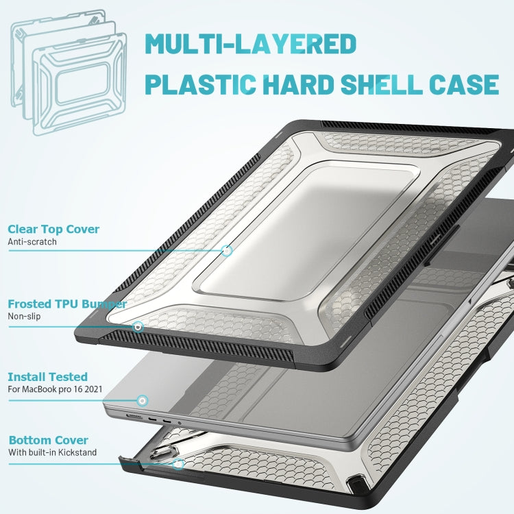 PC + TPU Honeycomb Laptop Protective Case For MacBook Pro 16.2 inch A2485 2021(Cool Black) - MacBook Pro Cases by PMC TechLife | Online Shopping South Africa | PMC TechLife