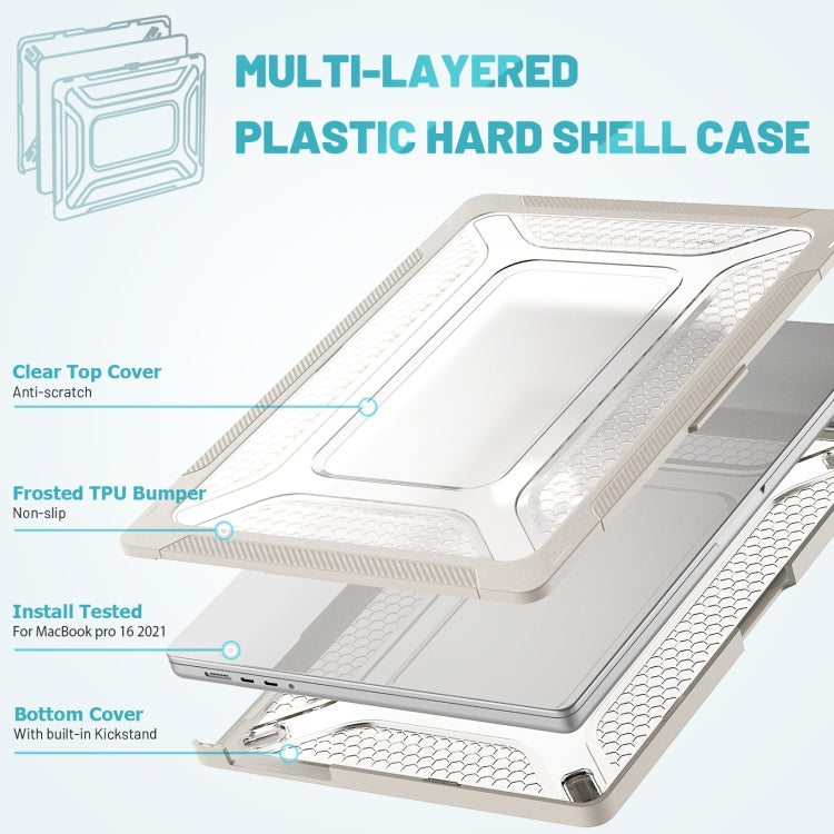 PC + TPU Honeycomb Laptop Protective Case For MacBook Pro 16.2 inch A2485 2021(Elegant Apricot)