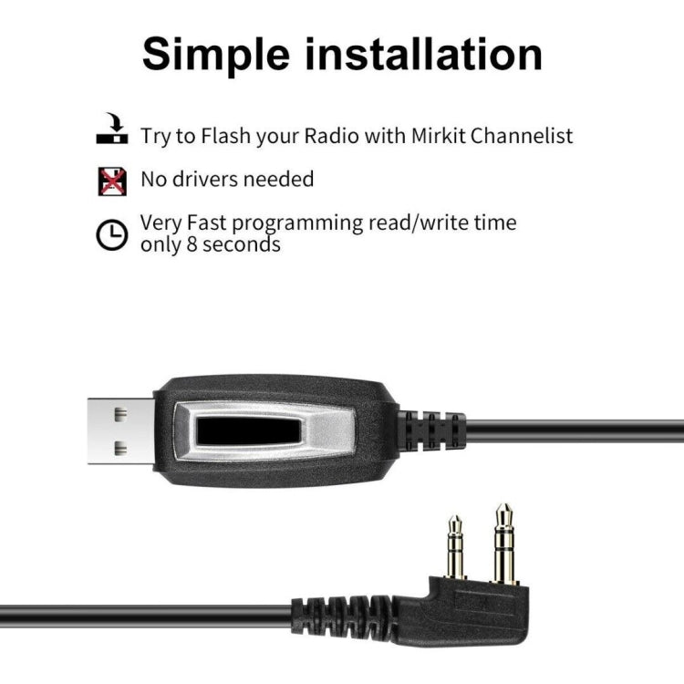 RETEVIS J9110P Dedicated USB Programming Cable for RT3S Series EDA0014386 / EDA0014407(Black) - free shipping - PMC Jewellery - Order now!