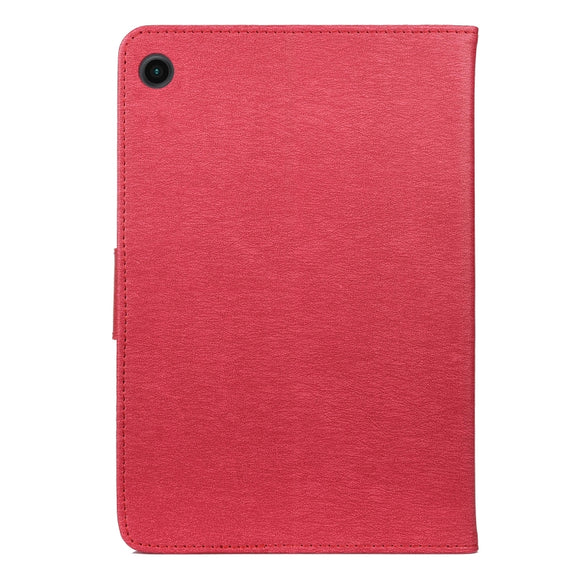 For Samsung Galaxy Tab A8 10.5 2021 X200 / X205 Butterfly Flower Embossing Pattern Leather Tablet Case(Magenta)