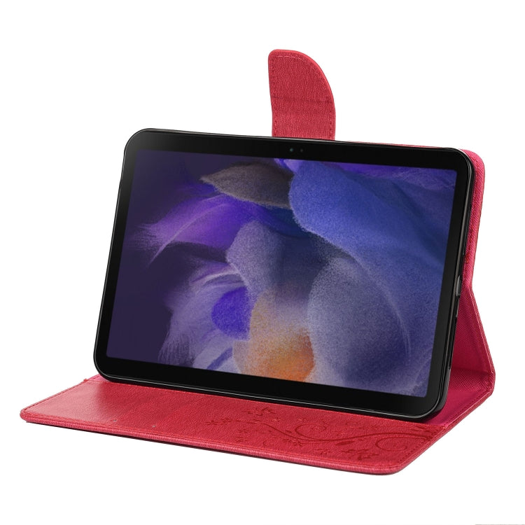 For Samsung Galaxy Tab A8 10.5 2021 X200 / X205 Butterfly Flower Embossing Pattern Leather Tablet Case(Magenta)