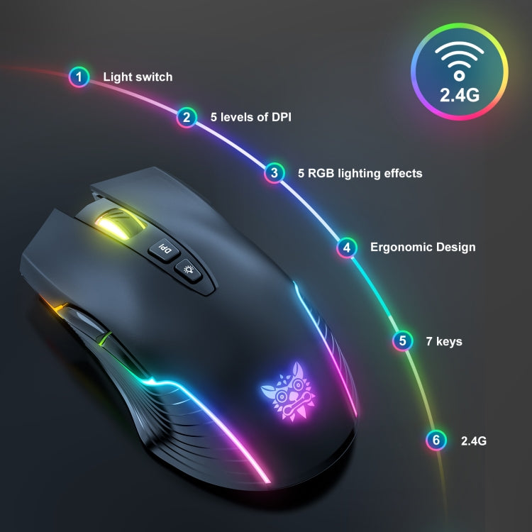 ONIKUMA CW905 2.4G RGB Lighting Wireless Mouse(Black) - free shipping - PMC Jewellery - Order now!