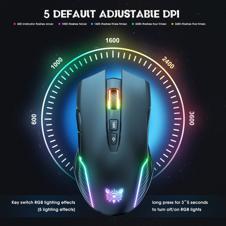 ONIKUMA CW905 2.4G RGB Lighting Wireless Mouse(Black) - free shipping - PMC Jewellery - Order now!