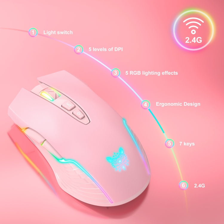 ONIKUMA CW905 2.4G RGB Lighting Wireless Mouse(Pink) - free shipping - PMC Jewellery - Order now!
