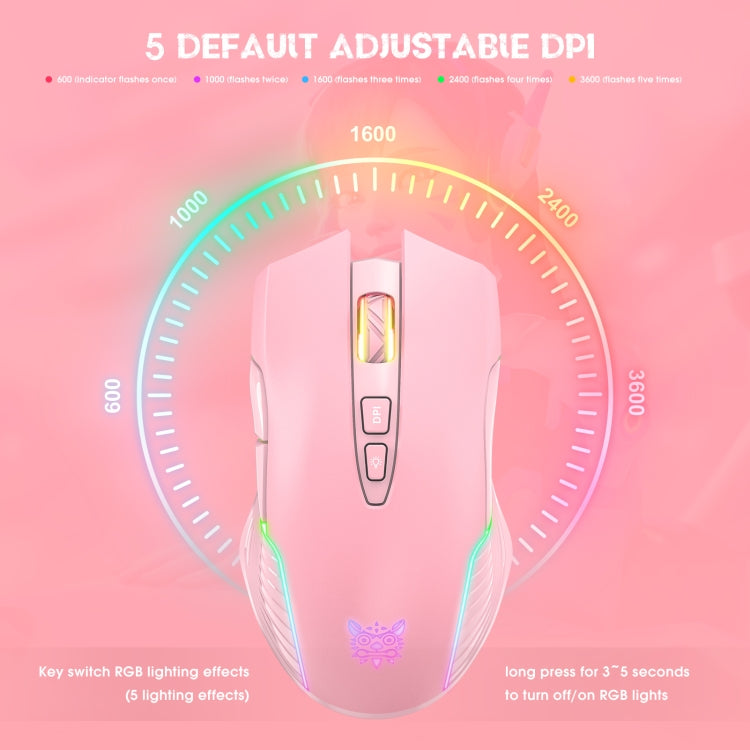 ONIKUMA CW905 2.4G RGB Lighting Wireless Mouse(Pink) - free shipping - PMC TechLife - Order now!