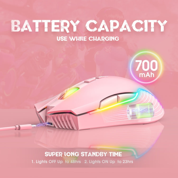 ONIKUMA CW905 2.4G RGB Lighting Wireless Mouse(Pink) - free shipping - PMC TechLife - Order now!