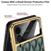For Samsung Galaxy Z Flip3 5G GKK Integrated Plating + Leather Phone Case with Ring(Dark Green)