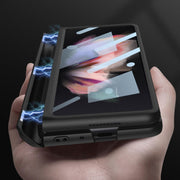 For Samsung Galaxy Z Fold3 5G GKK Integrated Magnetic Full Coverage Phone Flip Case with Pen Slot(Dark Night Green)