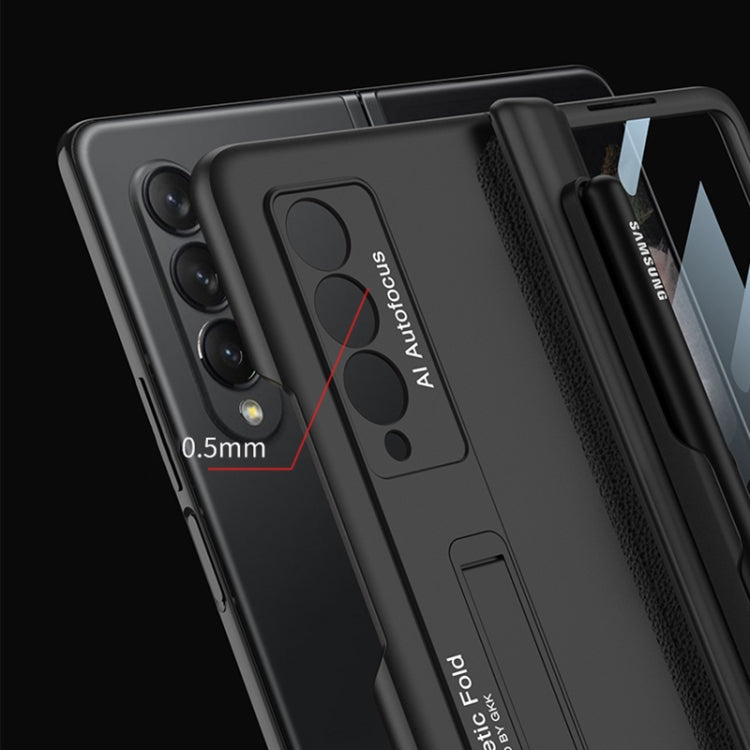 For Samsung Galaxy Z Fold3 5G GKK Integrated Magnetic Full Coverage Phone Flip Case with Pen Slot(Dark Night Green)