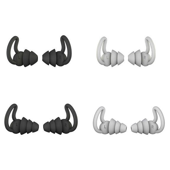 iMeBoBo A1 Shark Fin Version Nano Silicone Sleeping Noise Reduction Earplugs, Style:Three Layer(Grey)