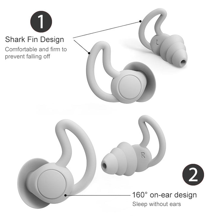 iMeBoBo A1 Shark Fin Version Nano Silicone Sleeping Noise Reduction Earplugs, Style:Three Layer(Grey) - Anti-dust & Ear Caps by PMC TechLife | Online Shopping South Africa | PMC TechLife