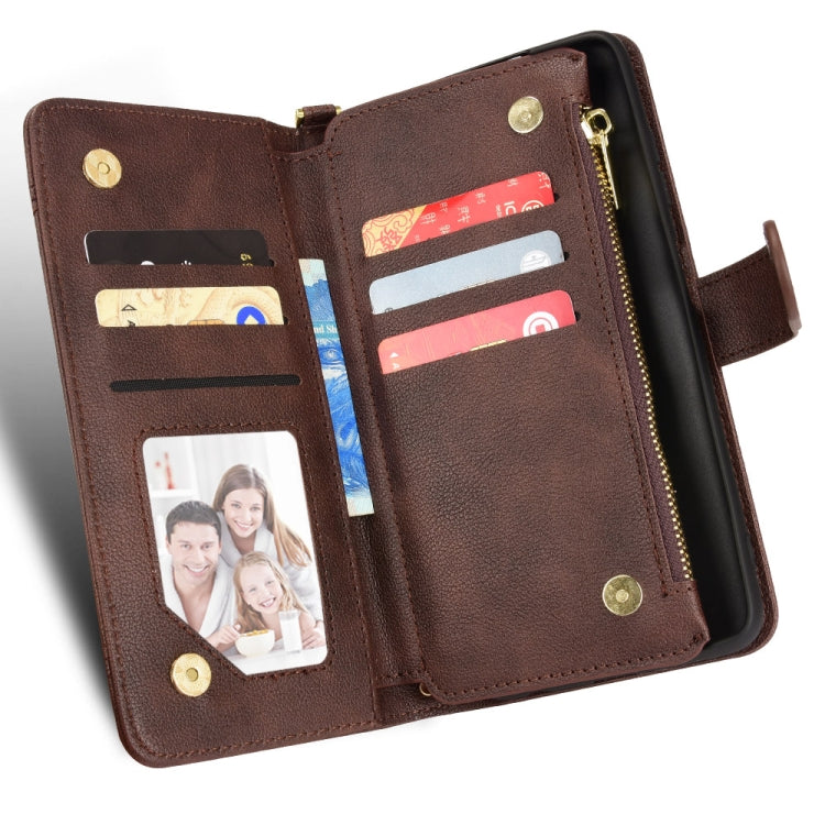 For OPPO Reno5 A Litchi Texture Zipper Leather Phone Case(Brown)
