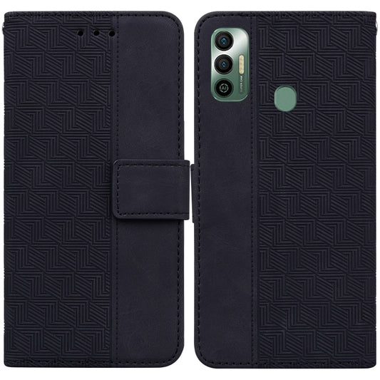 For Tecno Spark 7 Geometric Embossed Leather Phone Case(Black) - Tecno Cases by PMC Jewellery | Online Shopping South Africa | PMC Jewellery | Buy Now Pay Later Mobicred