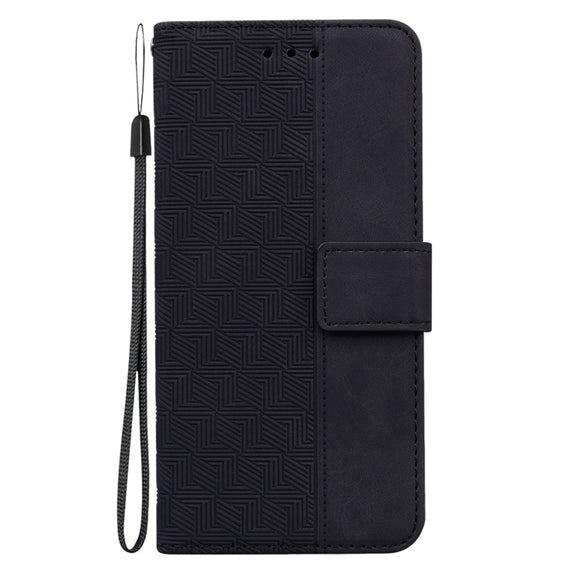 For Tecno Spark 7 Geometric Embossed Leather Phone Case(Black)