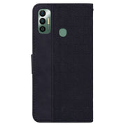 For Tecno Spark 7 Geometric Embossed Leather Phone Case(Black)