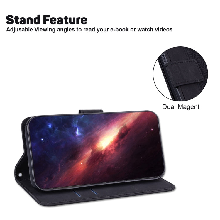 For Tecno Spark 7 Geometric Embossed Leather Phone Case(Black)