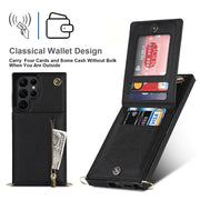 For Samsung Galaxy S22 Ultra 5G Cross-body Square Zipper Card Holder Bag Phone Case(Black)